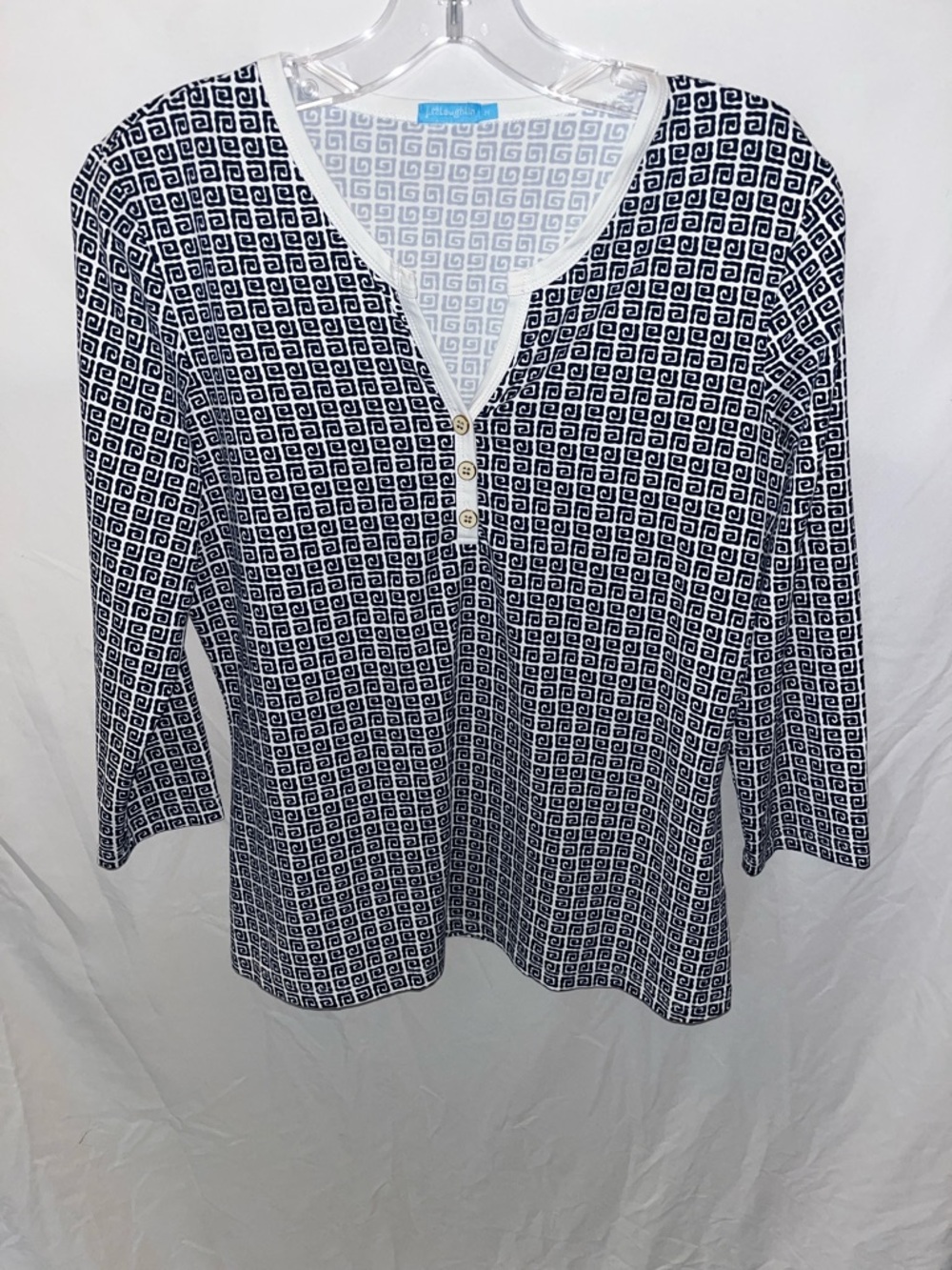 J. McLaughlin Navy & White Geometric Catalina Top - Women